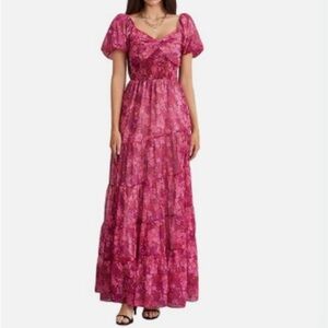 Elegant Pink Floral Maxi Dress